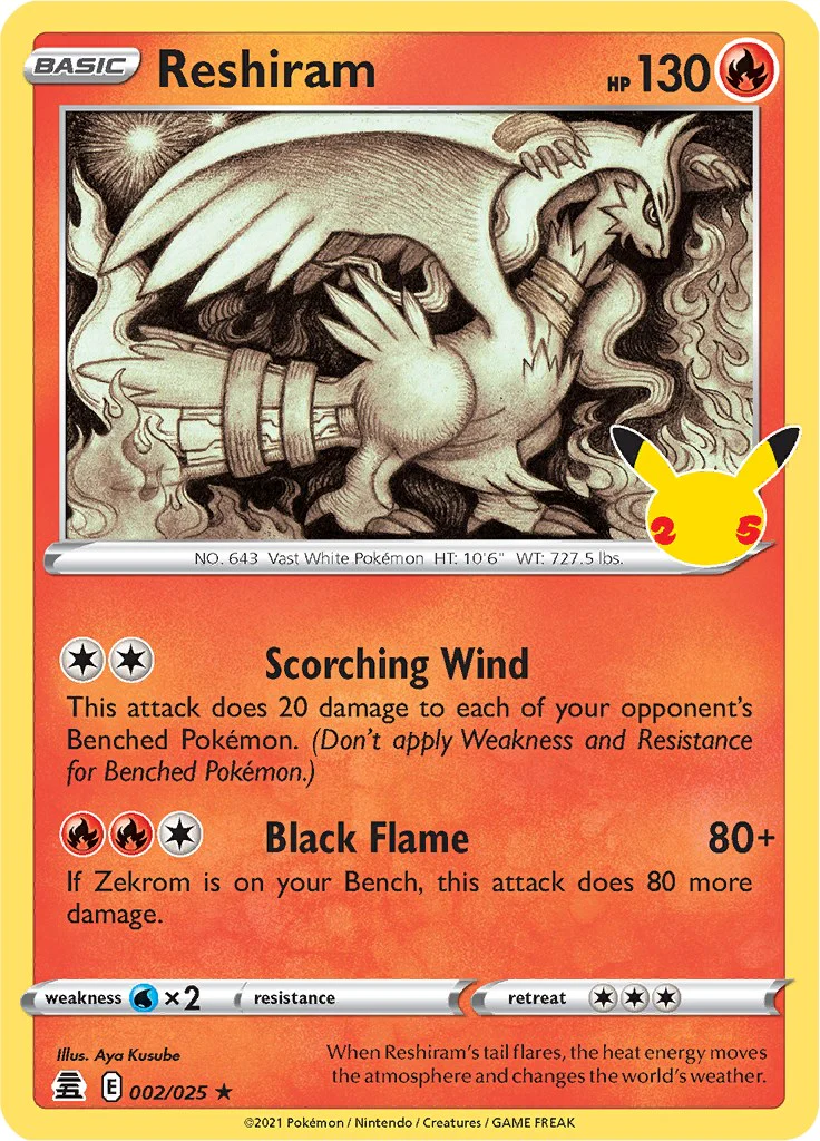 Reshiram 002/025 - (Celebrations) (Holo Rare) Holofoil