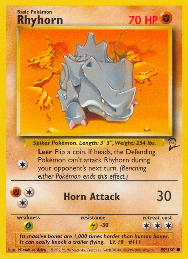 Rhyhorn 090/130 - (Base Set 2) (Common) Normal