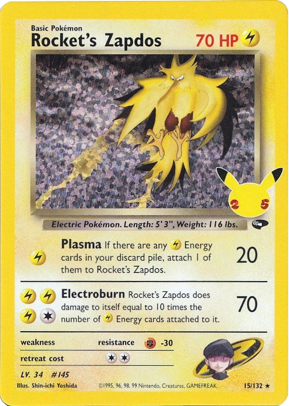 Rocket's Zapdos 15/132 - (Celebrations: Classic Collection) (Classic Collection) Holofoil