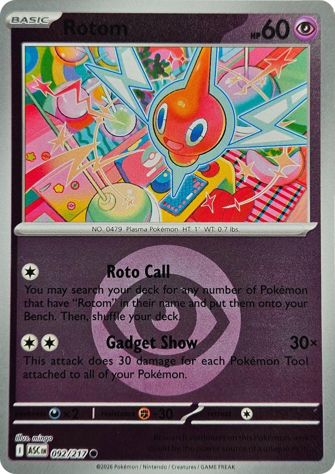 Rotom (Energy Symbol Pattern) 092/217 - (ME: Ascended Heroes) (Common) (Reverse Holofoil)