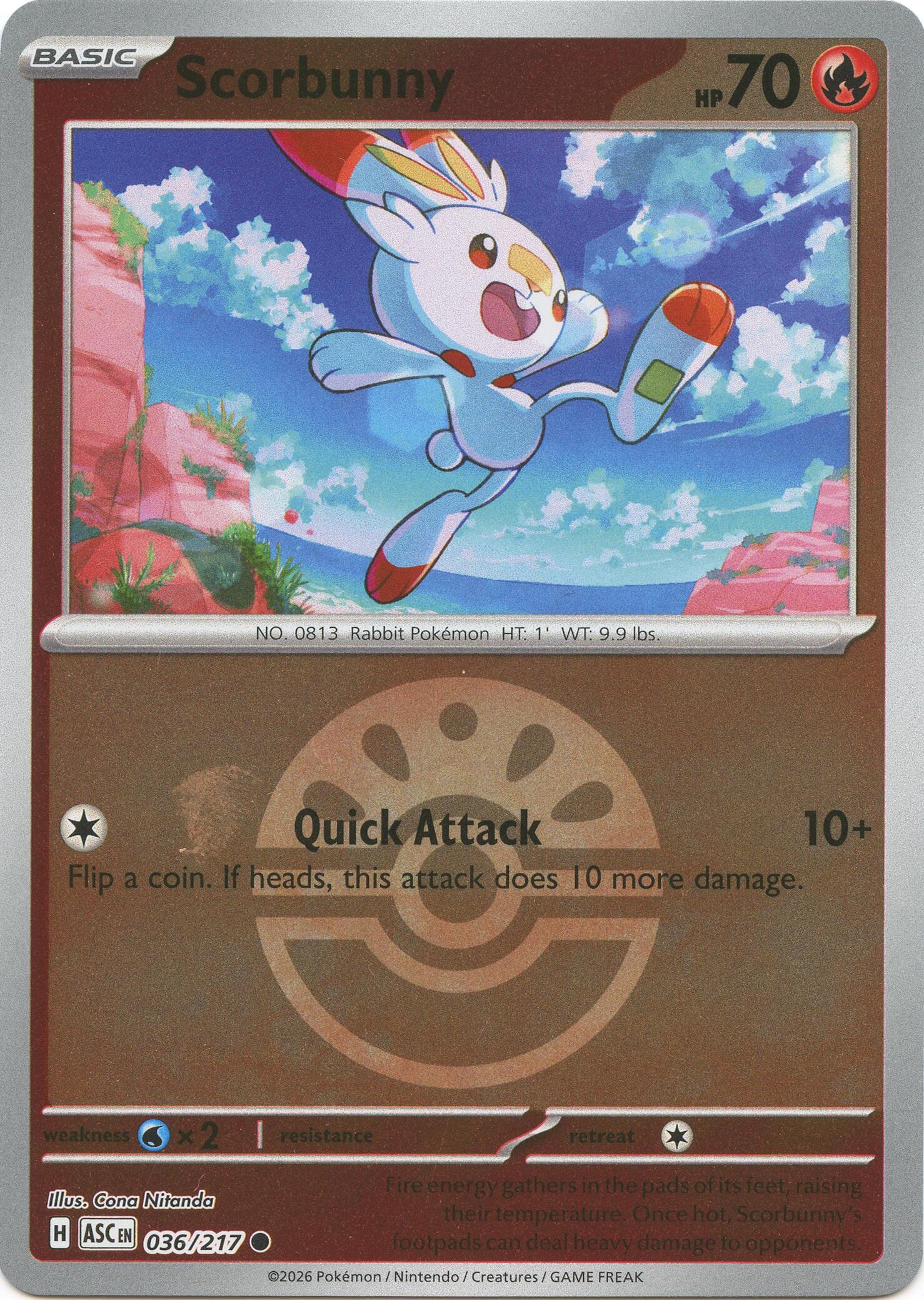 Scorbunny - 036/217 (Friend Ball) - (ME: Ascended Heroes) (Common)