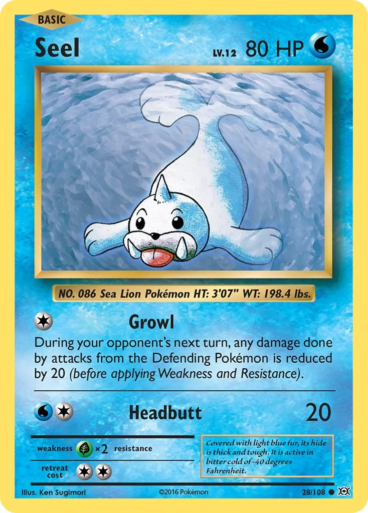 Seel 28/108 - (XY - Evolutions) (Common) (Reverse Holofoil)