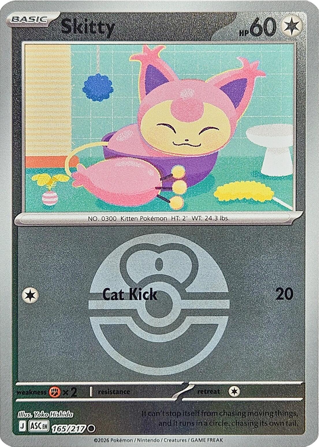 Skitty (Love Ball) 165/217 - (ME: Ascended Heroes) (Common) (Reverse Holofoil)