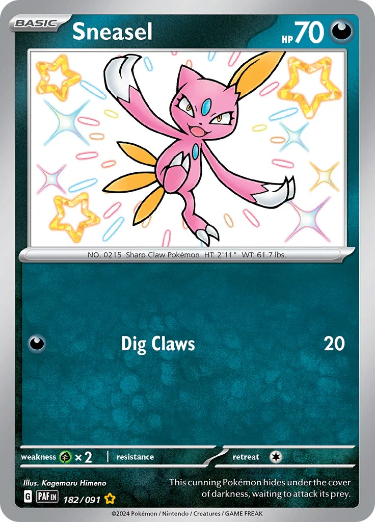 Sneasel 182/091 - (SV: Paldean Fates) (Shiny Rare) Holofoil