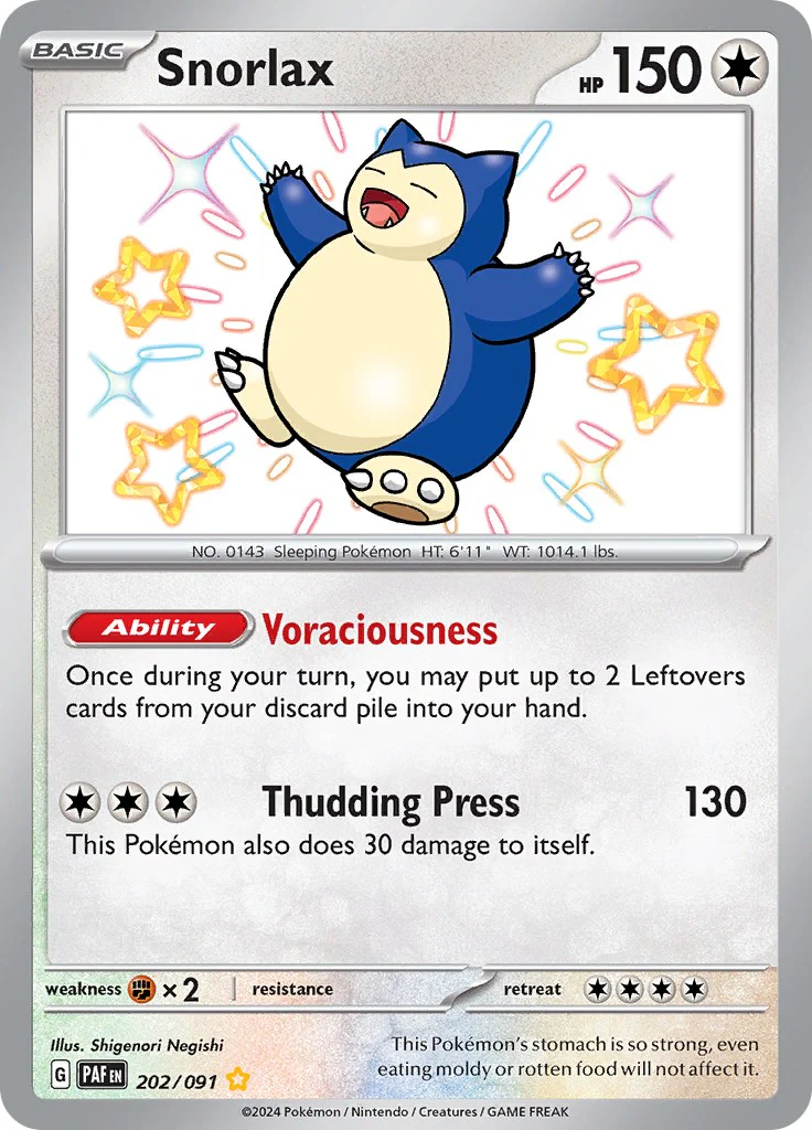 Snorlax 202/091 - (SV: Paldean Fates) (Shiny Rare) Holofoil