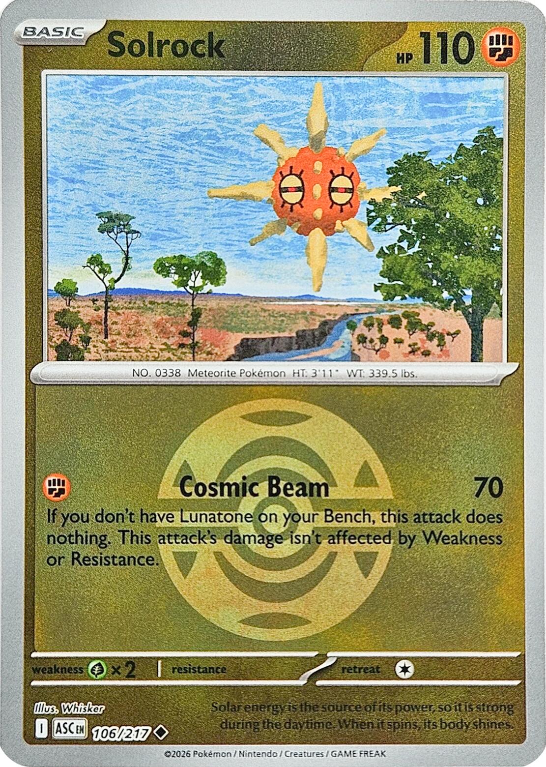 Solrock (Dusk Ball) 106/217 - (ME: Ascended Heroes) (Uncommon) (Reverse Holofoil)
