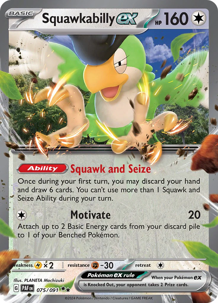 Squawkabilly ex - 075/091 - (SV: Paldean Fates) (Double Rare) Holofoil