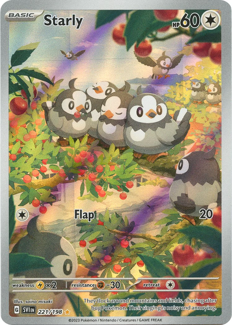 Starly - 221/198 - (SV01: Scarlet & Violet Base Set) (Illustration Rare) Holofoil