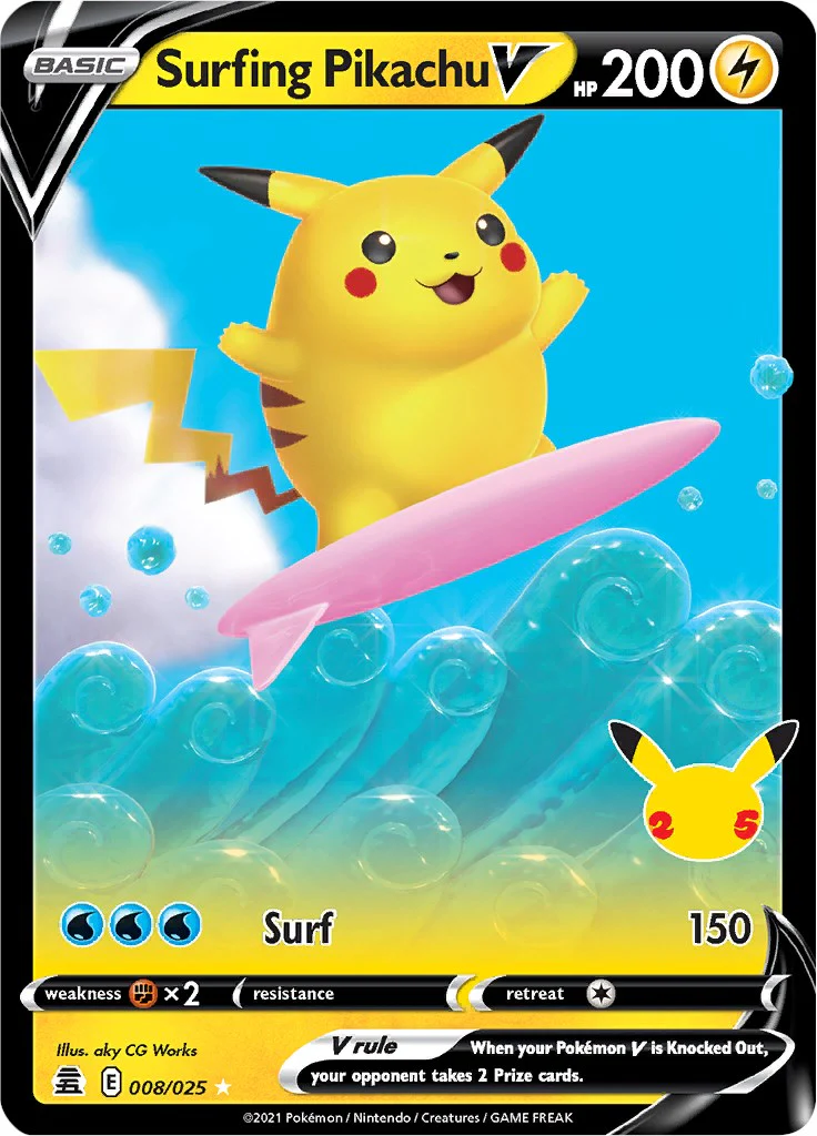 Surfing Pikachu V 008/025 - (Celebrations) (Ultra Rare) Holofoil