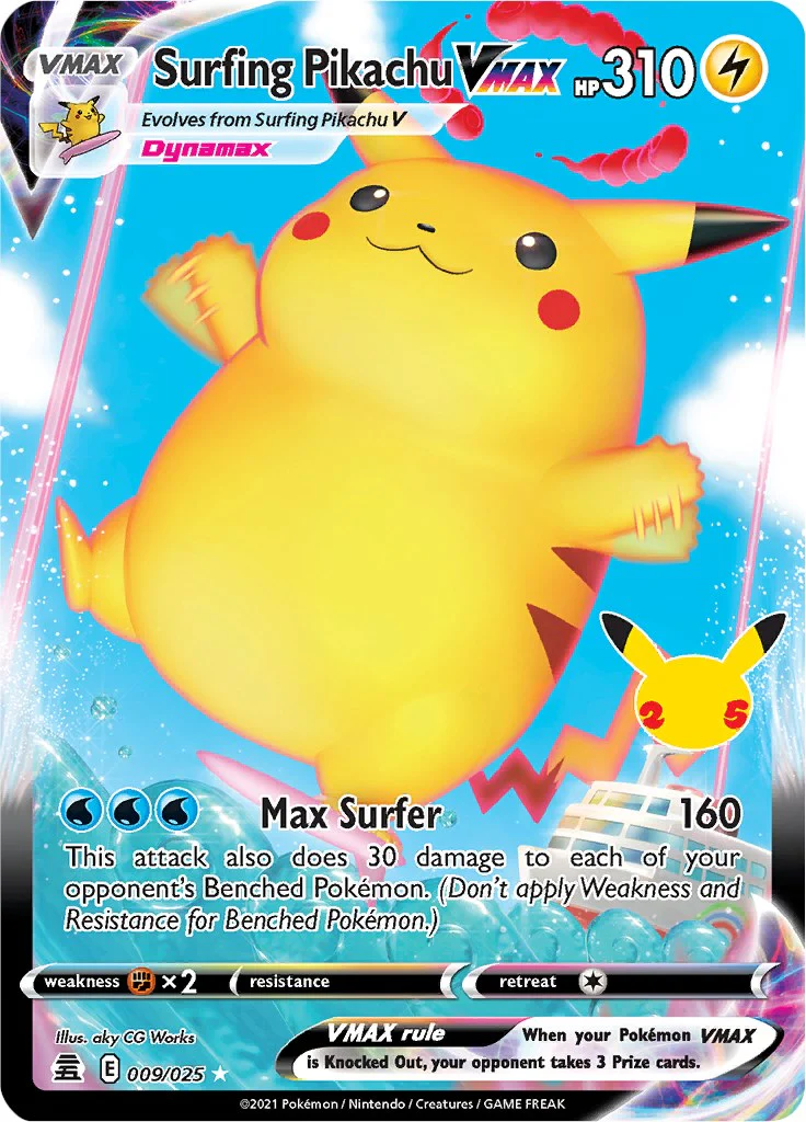 Surfing Pikachu VMAX 009/025 - (Celebrations) (Ultra Rare) Holofoil