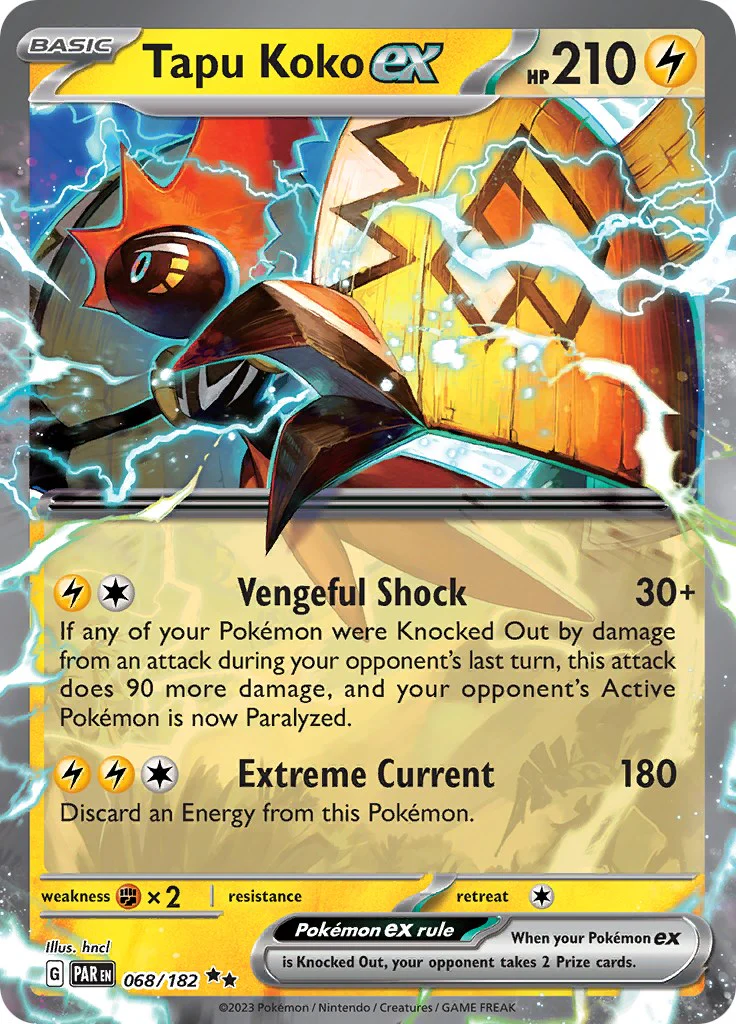 Tapu Koko ex - 068/182 - (SV04: Paradox Rift) (Double Rare) Holofoil
