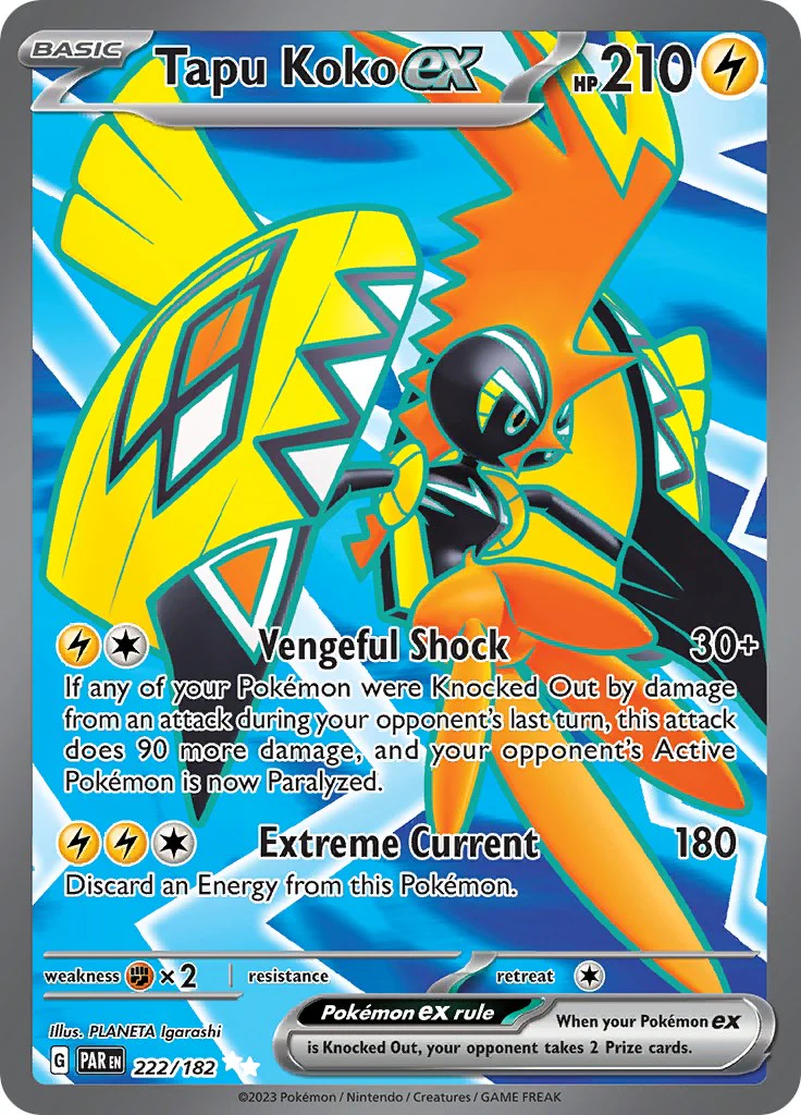 Tapu Koko ex - 222/182 - (SV04: Paradox Rift) (Ultra Rare)