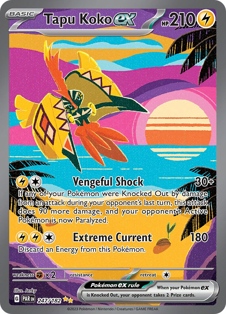Tapu Koko ex - 247/182 - (SV04: Paradox Rift) (Special Illustration Rare) Holofoil