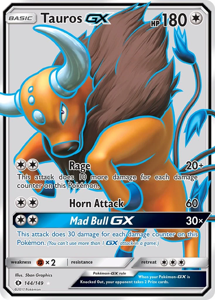 Tauros GX (Full Art) - 144/149 - (SM Base Set) (Ultra Rare)