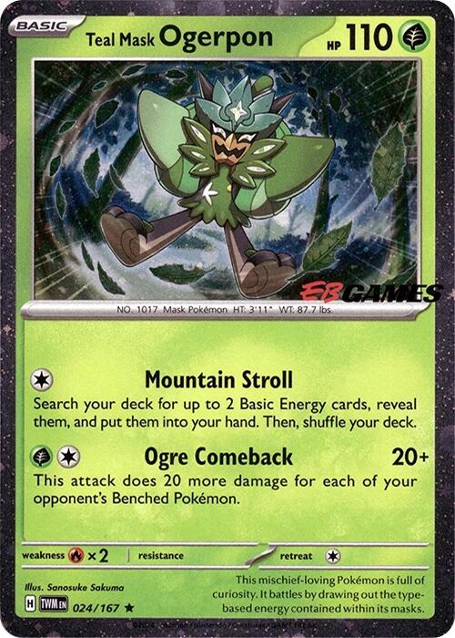 Teal Mask Ogerpon (Cosmos Holo) (EB Games Exclusive) 024/167 - (Miscellaneous Cards & Products) (Rare) Holofoil