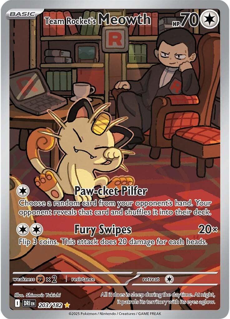 Team Rocket's Meowth - 203/182 - (SV10: Destined Rivals) (Illustration Rare)