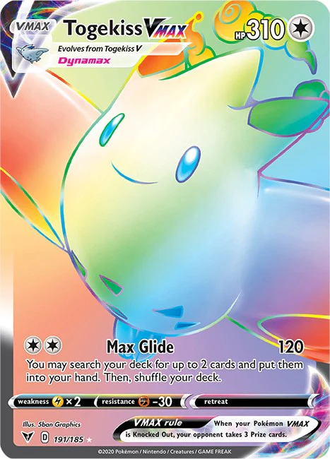 Togekiss VMAX (Secret) 191/185 - (SWSH04: Vivid Voltage) (Secret Rare) Holofoil