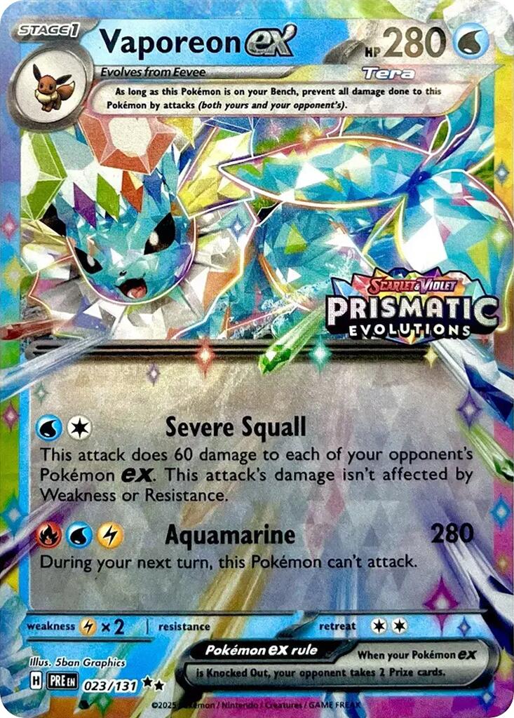 Vaporeon ex - 023/131 (Prismatic Evolutions Stamp) 023/131 - (Miscellaneous Cards & Products) (Promo) Holofoil