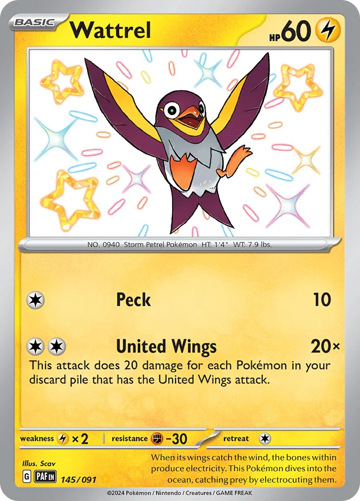 Wattrel 145/091 - (SV: Paldean Fates) (Shiny Rare) Holofoil