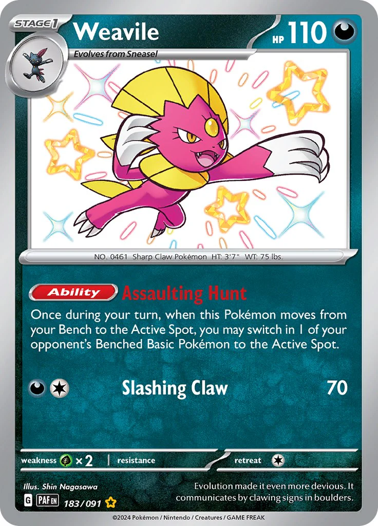 Weavile 183/091 - (SV: Paldean Fates) (Shiny Rare) Holofoil