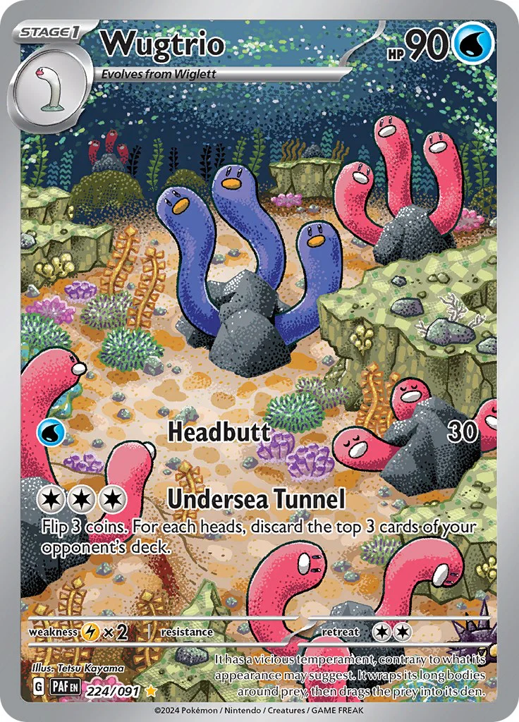 Wugtrio - 224/091 - (SV: Paldean Fates) (Illustration Rare)