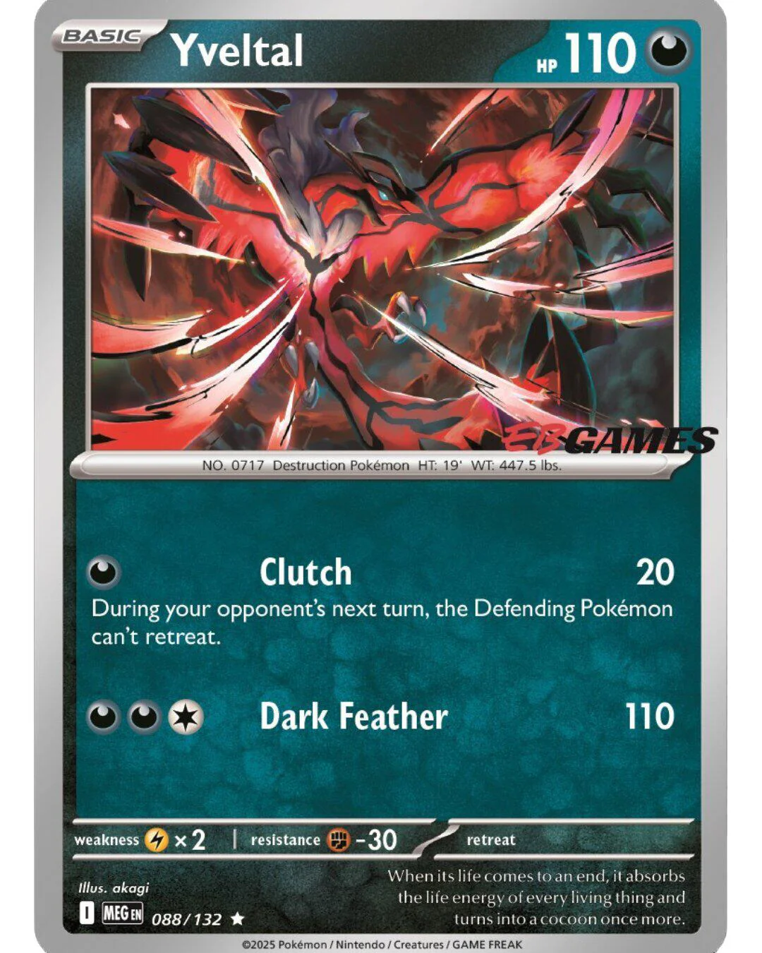 Yveltal (EB Games) 088/132 - (Miscellaneous Cards & Products) (Rare) Holofoil