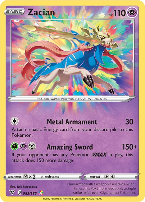 Zacian 082/185 - (SWSH04: Vivid Voltage) (Amazing Rare) Holofoil