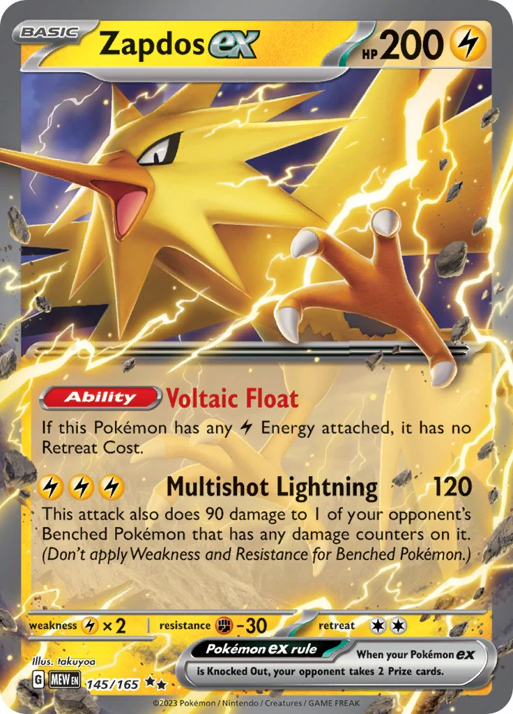 Zapdos ex - 145/165 - (SV: Scarlet & Violet 151) (Double Rare) Holofoil